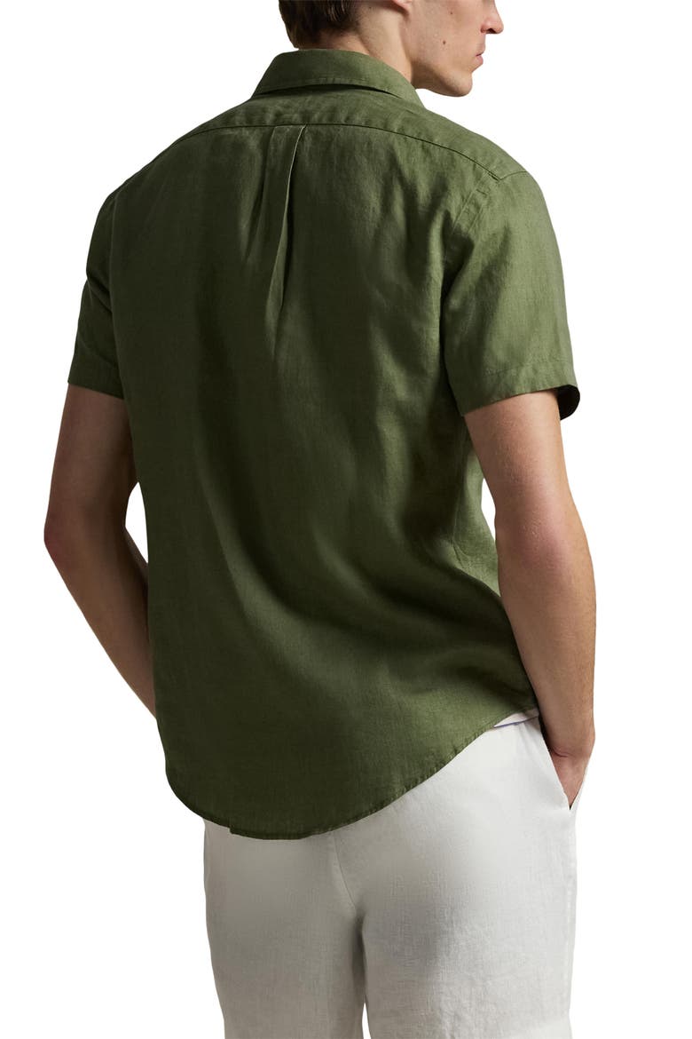 Classic Fit Short Sleeve Linen Button-Down Shirt, Alternate, color, GARDEN TRAIL