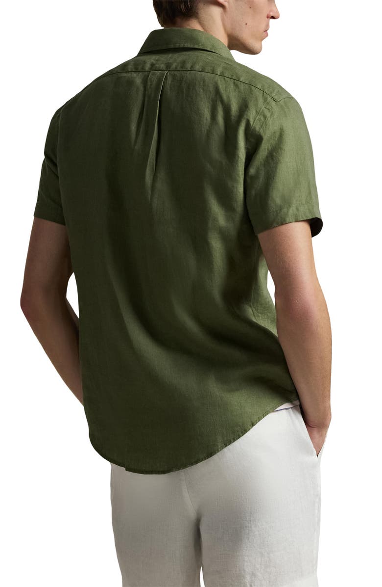 Polo Ralph Lauren Classic Fit Short Sleeve Linen Button-Down Shirt, Alternate, color, Garden Trail