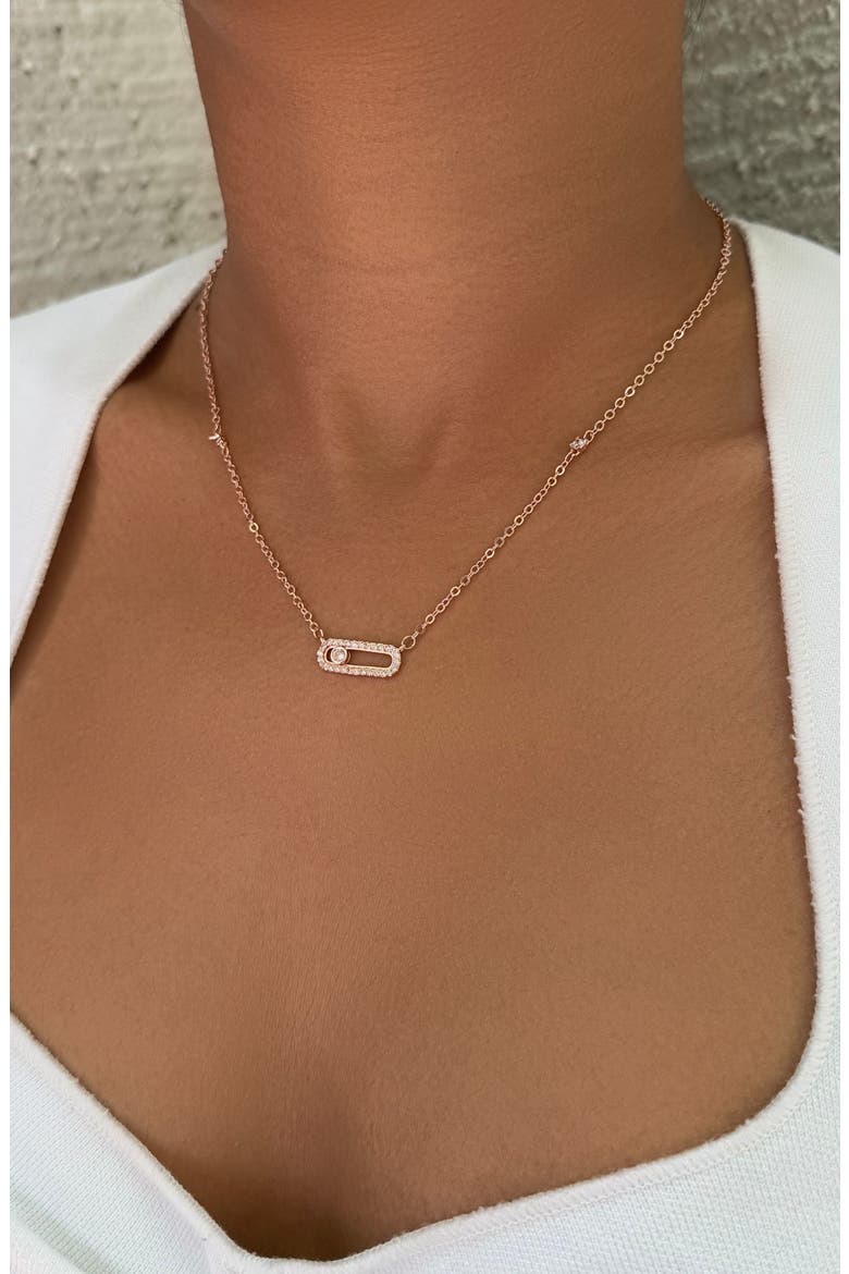 Cubic Zirconia Pendant Necklace, Alternate, color, PINK
