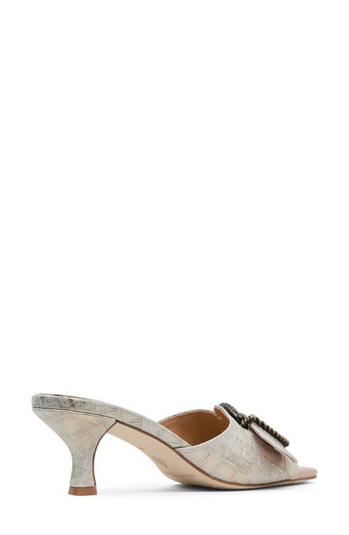 Donald Pliner Buckle Croc Embossed Slide Sandal In Light Bronze