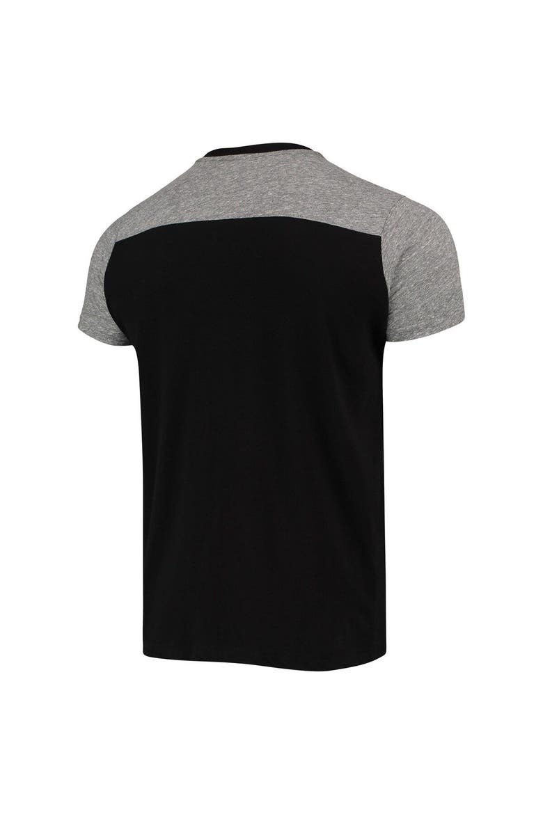 Men's Majestic Threads Black/Heathered Gray Pittsburgh Steelers Gridiron Classics Field Goal Slub T-Shirt, Alternate, color, Black