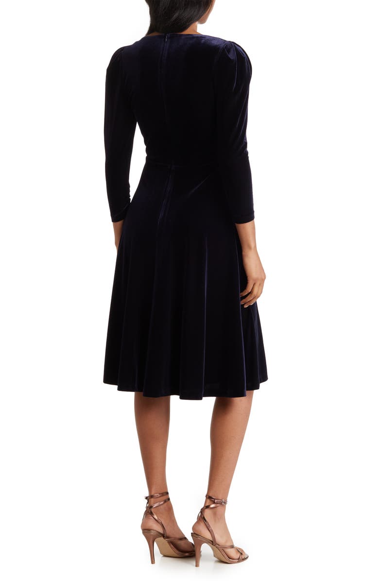 Eliza J Long Sleeve V-Neck Fit & Flare Dress, Alternate, color,