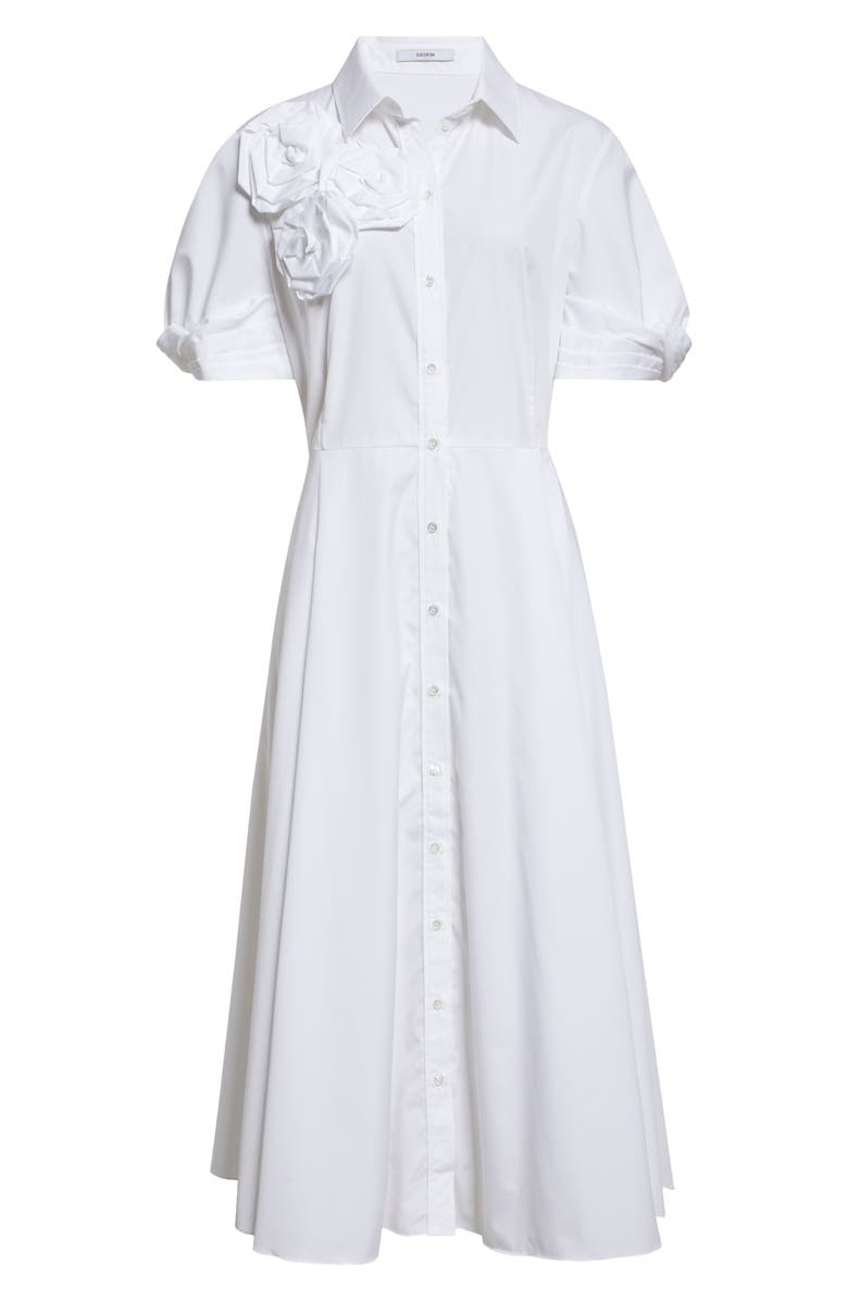 Erdem Rosette Short Sleeve Cotton Poplin Shirtdress, Alternate, color, 