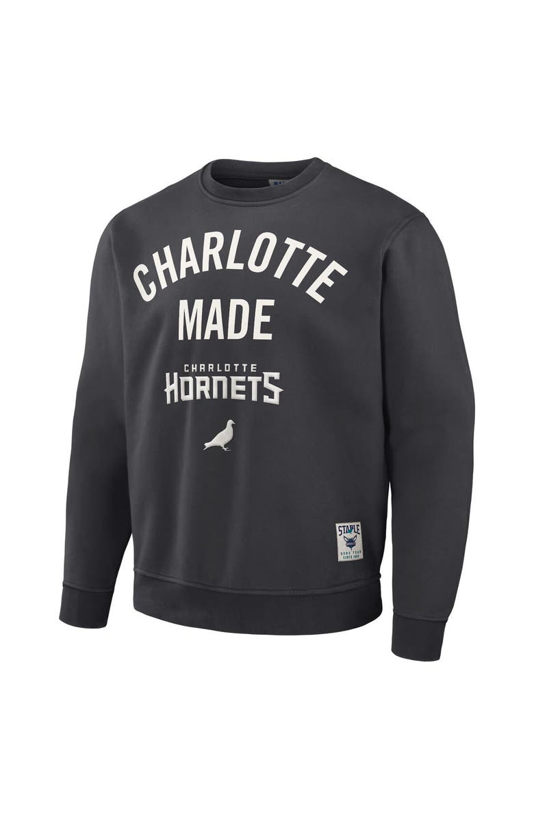 STAPLE Men's NBA x Staple Anthracite Charlotte Hornets Plush Pullover Sweatshirt, Alternate, color, Anthracite