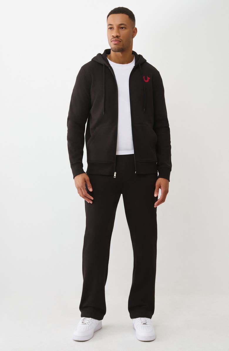 True Religion True Embroidered Zip Hoodie, Alternate, color, Jet Black