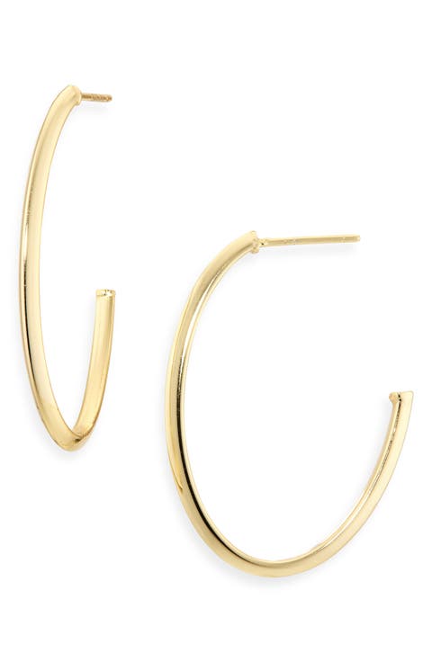 Knife Edge Oval Hoop Earrings