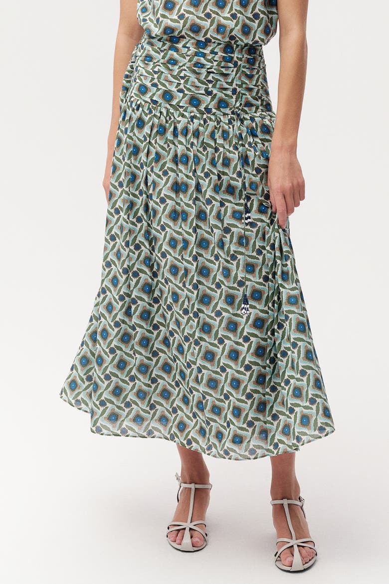 Eldon Smocked Waist Zippered Midi Skirt, Alternate, color, Multi Color