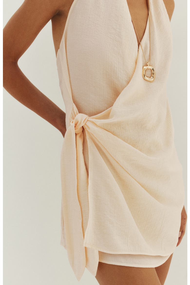 Halterneck Wrapover Beach Dress, Alternate, color, Pale apricot