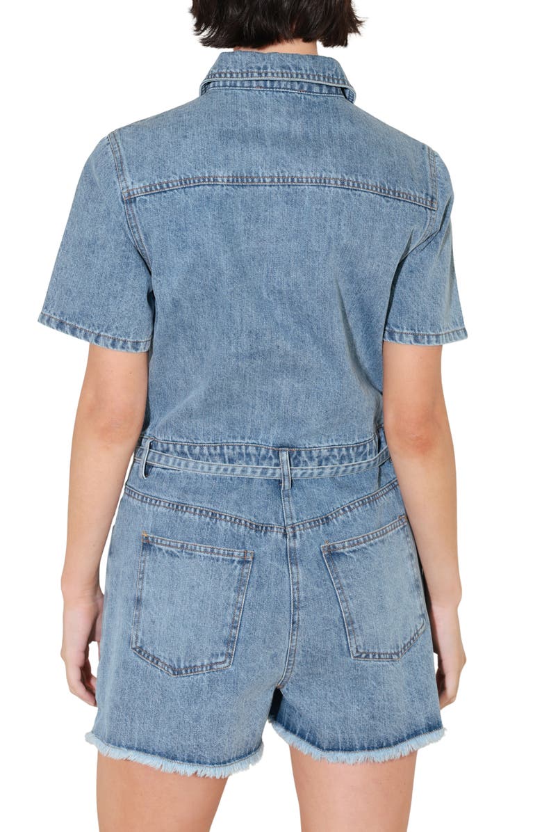 FREEMARKET Washed Denim Romper, Alternate, color, Indigo