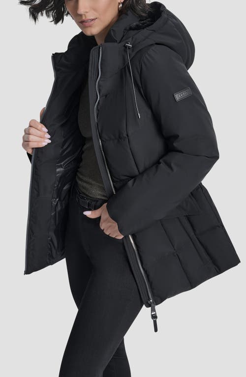 Dkny Water Resistant Box Quilted Puffer Coat In Black