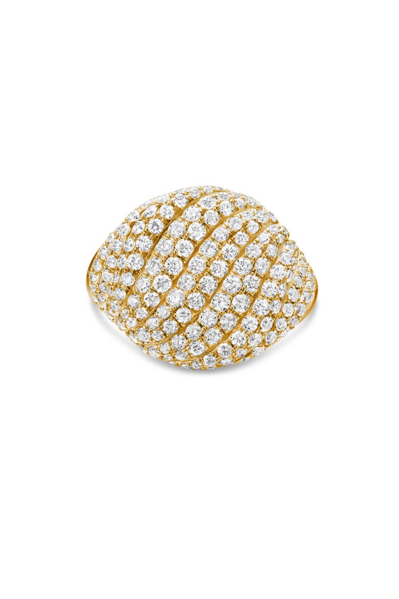 Sculpted Cable Pinky Ring in 18K Yellow Gold with Pavé Diamonds, Alternate, color, 18K YELLOW GOLD