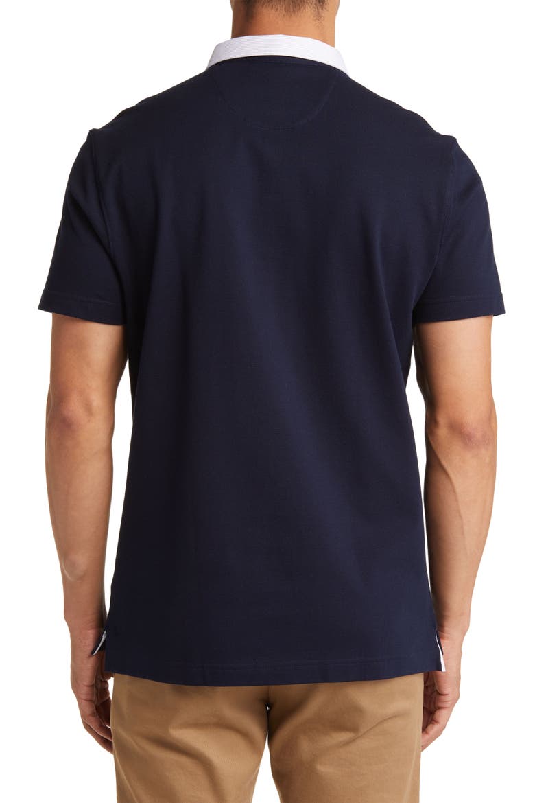 Trim Fit Stripe Collar Short Sleeve Polo, Alternate, color, NAVY
