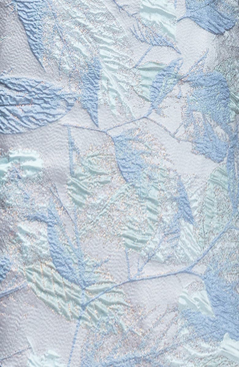 Betsy & Adam Bow Detail Leaf Brocade Ball Gown, Alternate, color, Sage/ Gold