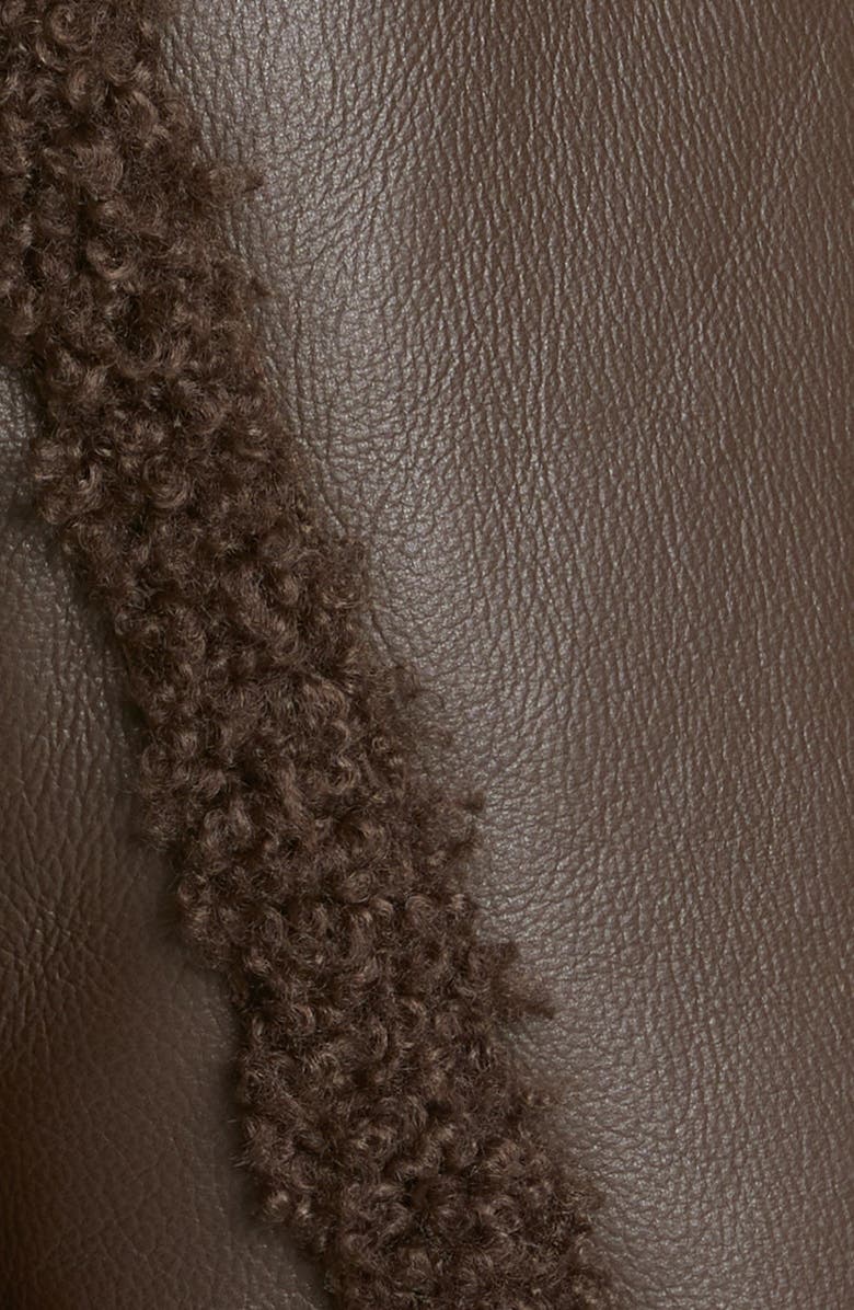 Stand Studio Kristy Double Breasted Faux Leather Crop Jacket with Faux Shearling Trim, Alternate, color,