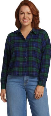 Lands' End Plus Size Cropped Flannel Shirt