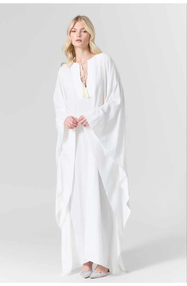 Le Fafo Luna Cotton and Silk-Blend Maxi Kaftan, Alternate, color, White