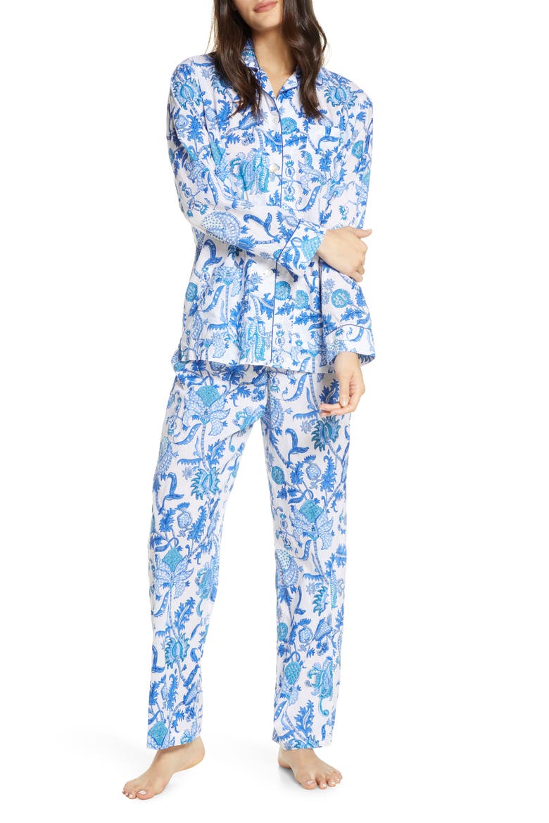 Amanda Floral Print Pajamas, Main, color, BLUE