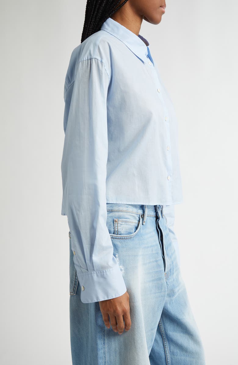 Acne Studios Satai Crop Cotton Voile Button-Up Shirt, Alternate, color, Baby Blue Djy