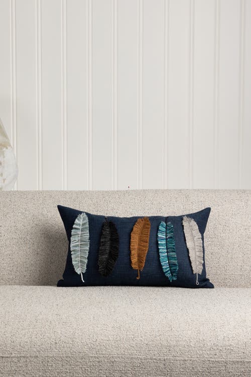 Elaine Smith Believe Handmade Feather Embroidered Applique Indoor & Outdoor Accent Pillow