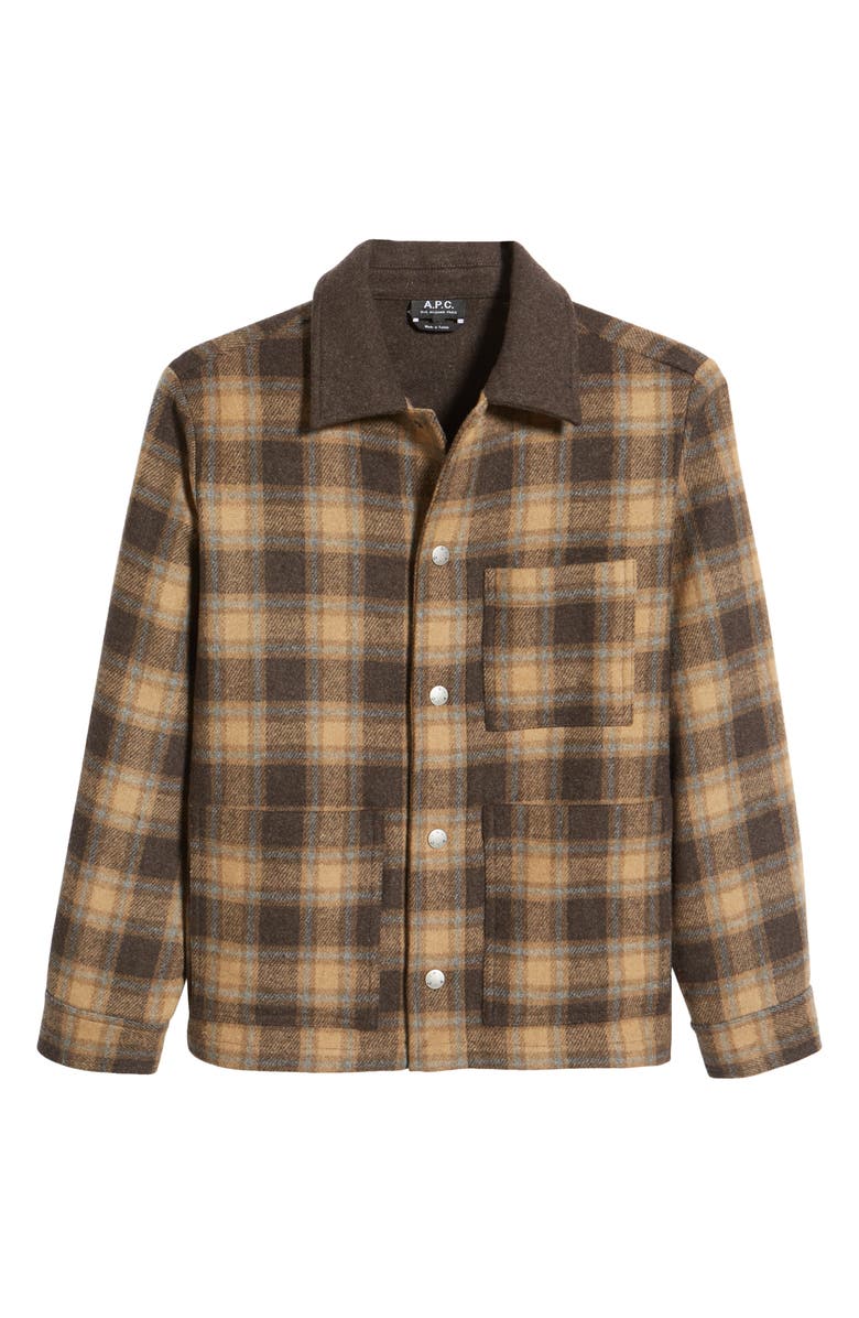 A.P.C. New Emile Plaid Wool Blend Shirt Jacket, Alternate, color, 