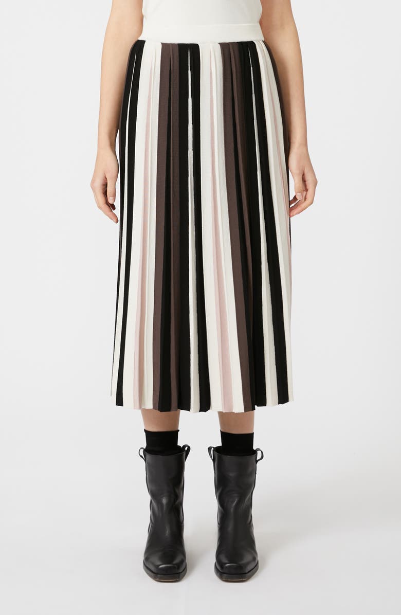 Weekend Max Mara Pleiadi Pleated Knit Skirt, Main, color, Black Multi Colour