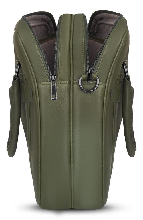 Champs Onyx Leather Briefcase In Khaki