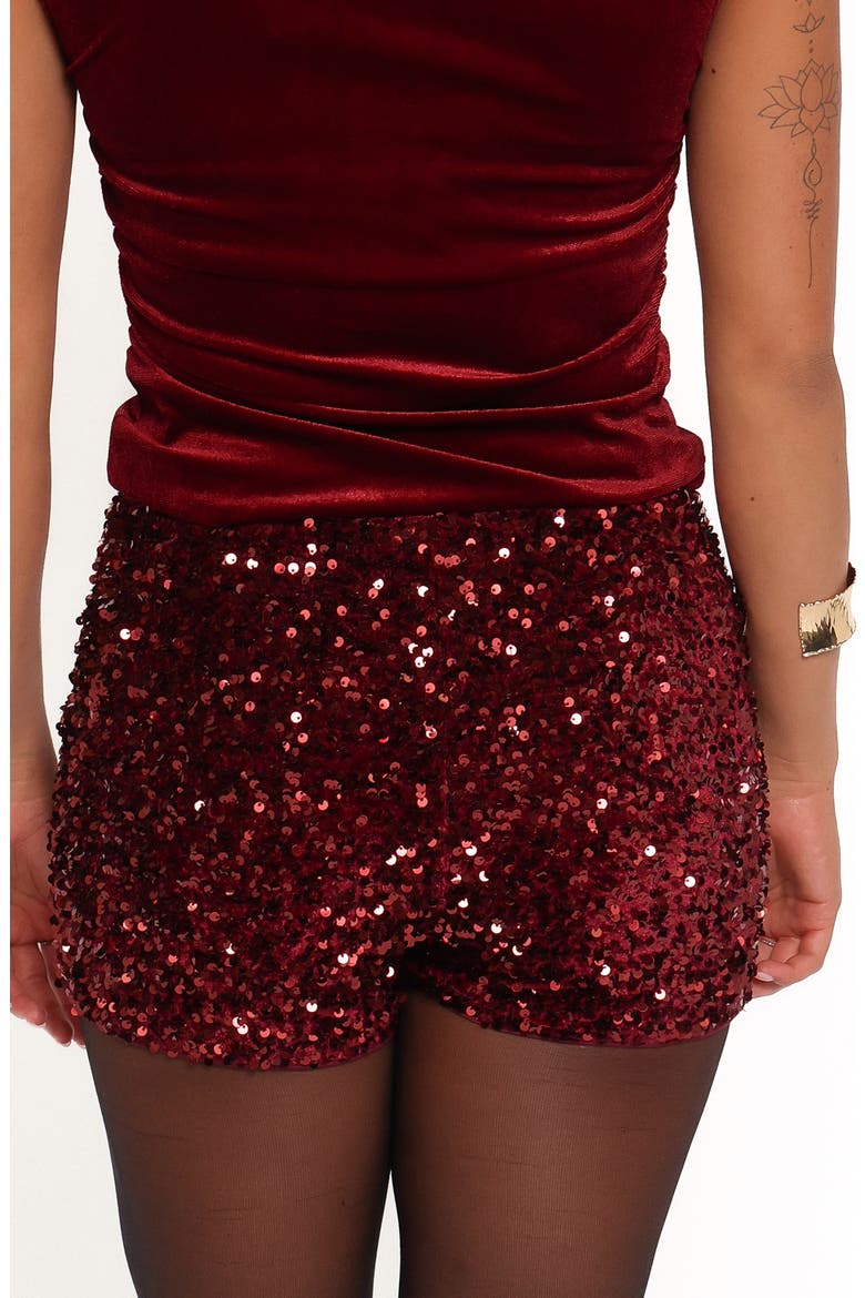 Scarlette Sequin Shorts, Alternate, color, BURGUNDY