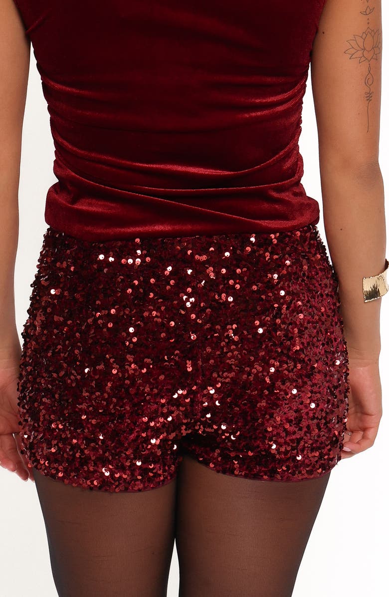 Petal & Pup Scarlette Sequin Shorts, Alternate, color, Burgundy