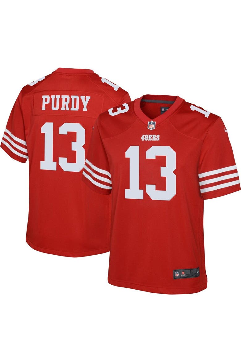Youth Nike Brock Purdy Scarlet San Francisco 49ers Game Jersey, Main, color, Scarlet