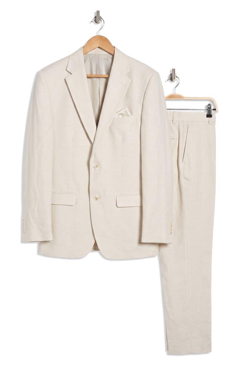 Cotton & Linen Two Button Suit, Alternate, color, OFF WHITE