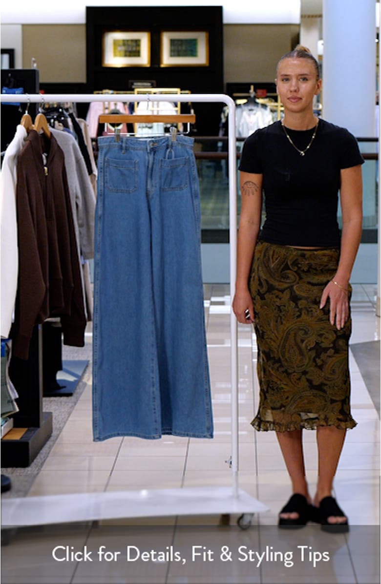 Patch Pocket High Waist Wide Leg Jeans, sales video thumbnail