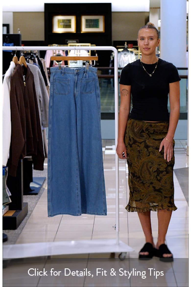 Patch Pocket High Waist Wide Leg Jeans video