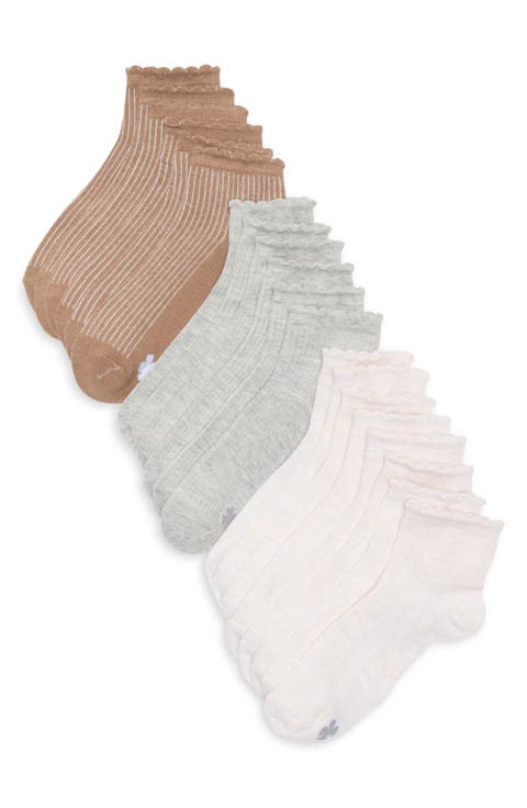 10-Pack Mini Scalloped Quarter Socks
