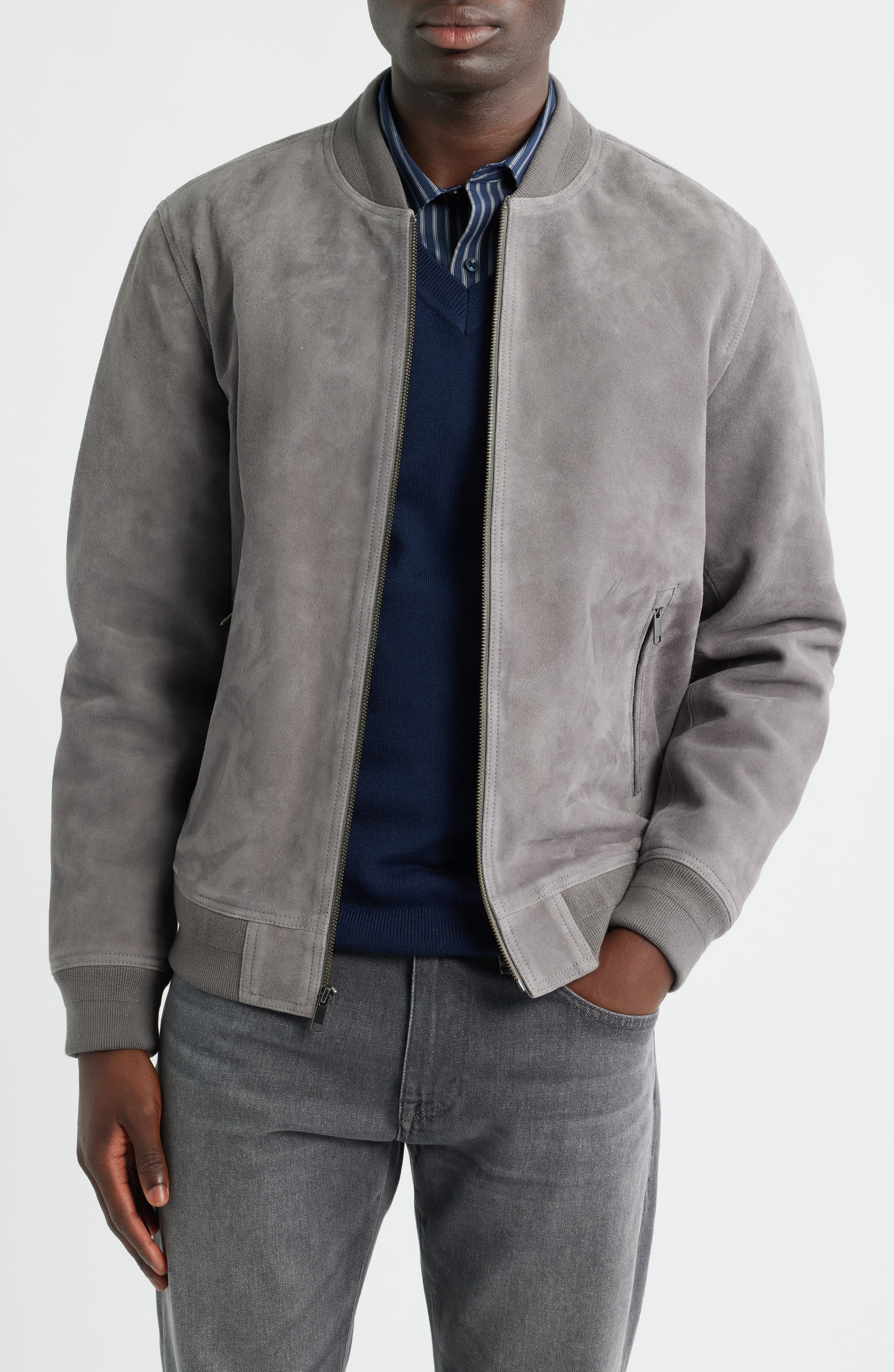 grey jacket suede