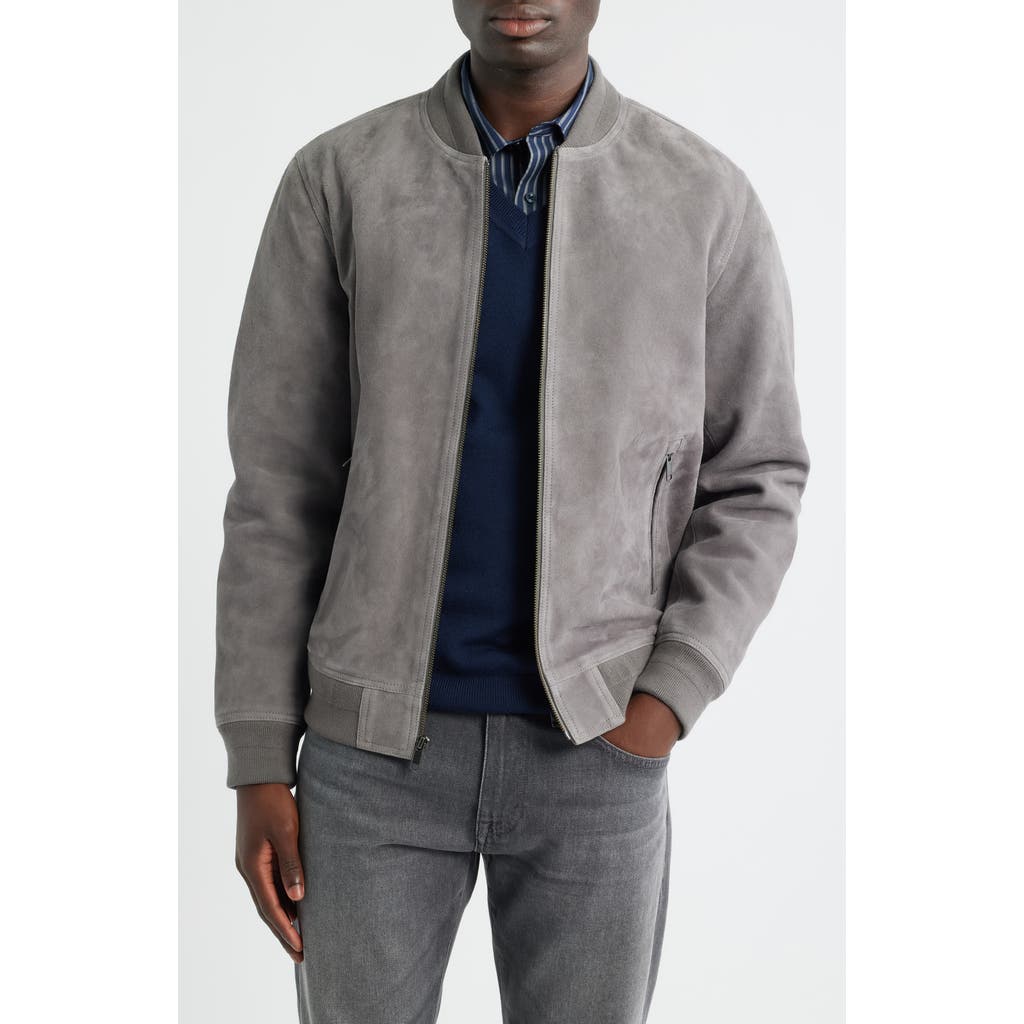 Nordstrom Suede Bomber Jacket In Gray