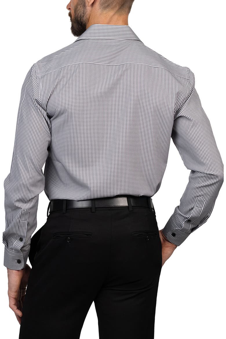 Trim Fit Gingham Dress Shirt, Alternate, color, BLACK/ WHITE