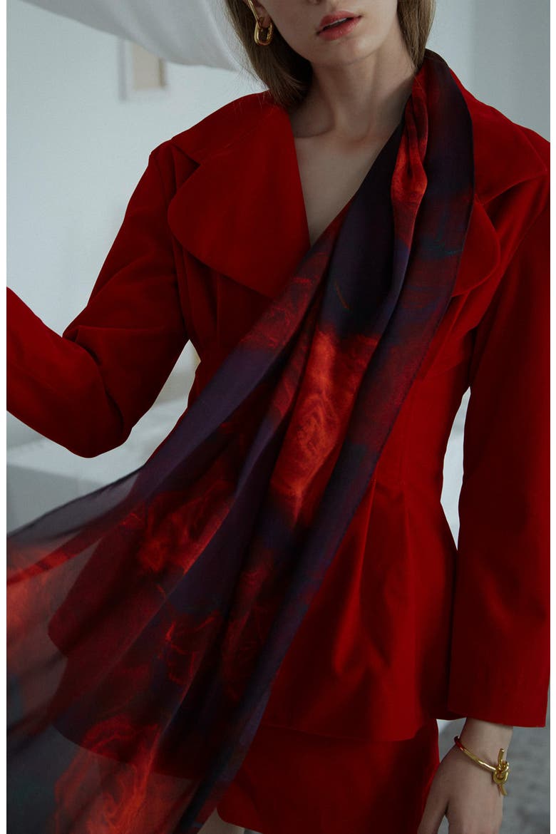 La Rosa Silk Scarf, Alternate, color, RED