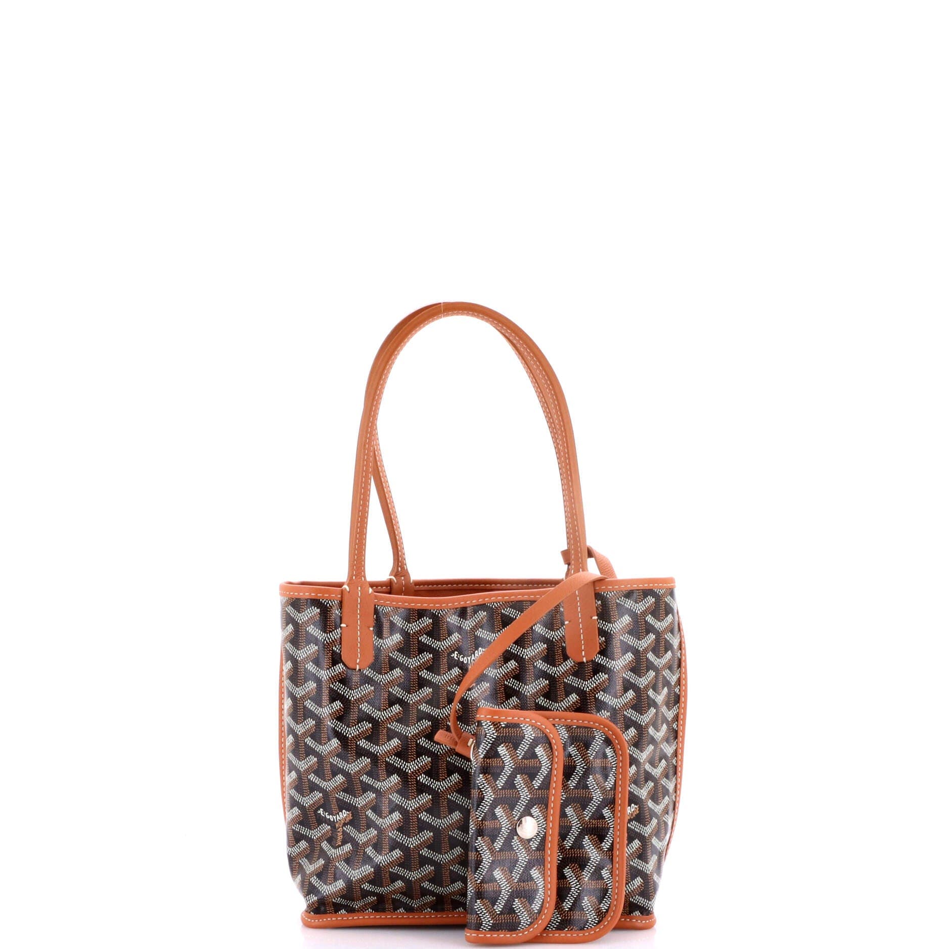 Pre-Owned Goyard Anjou Reversible Tote Coated Canvas Mini, Alternate, color, Brown