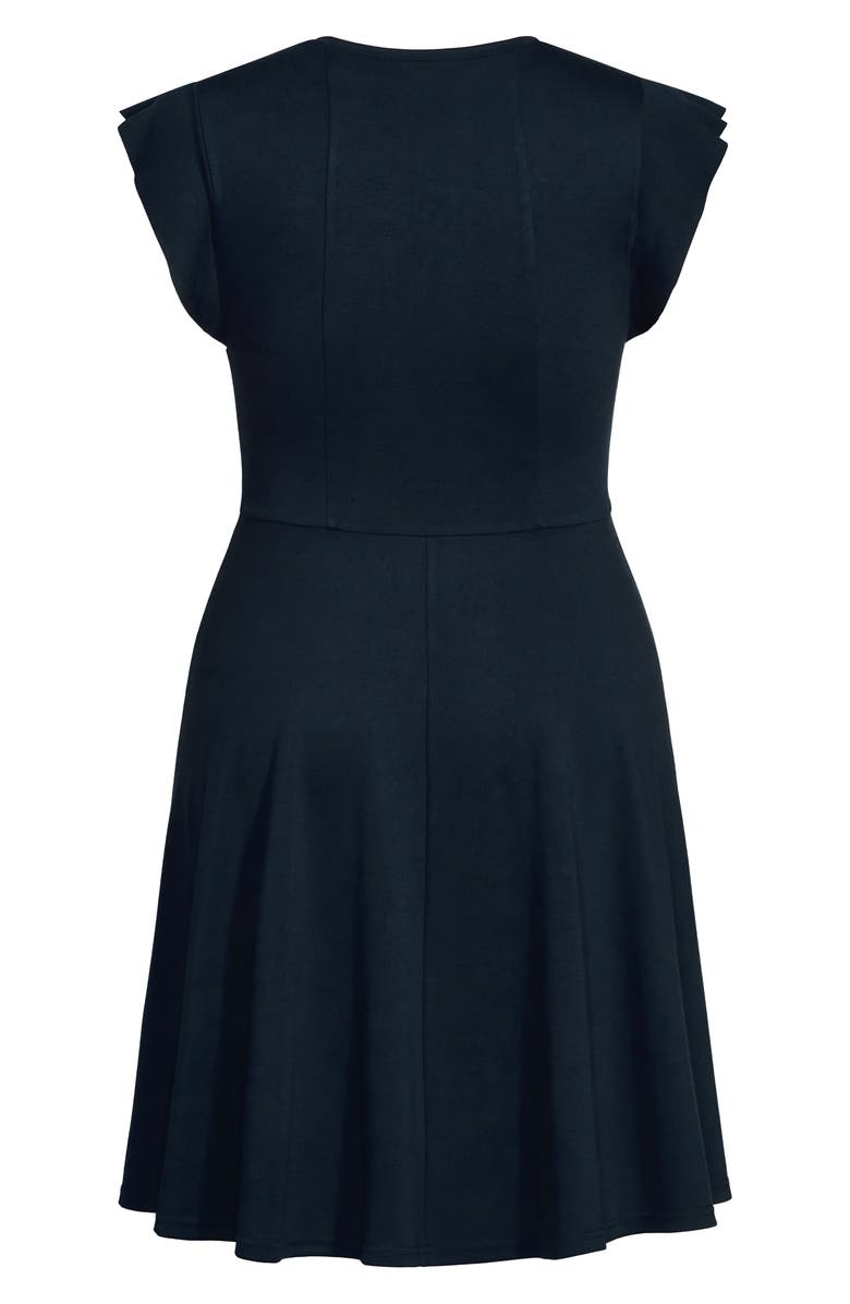 City Chic Frill Sleeve Dress, Alternate, color, Navy