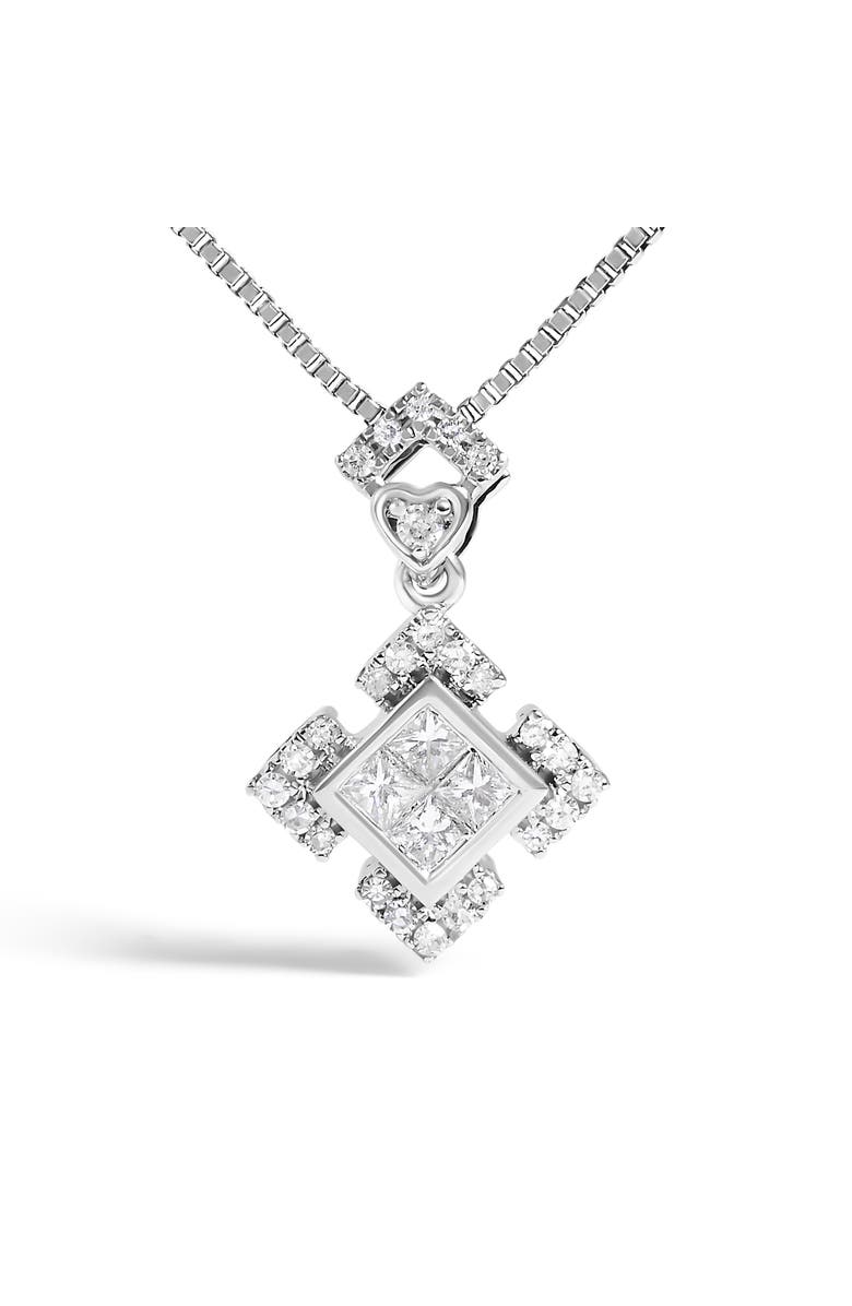 Haus of Brilliance 10K White Gold 1/5 Cttw Diamond Geometric Design Pendant Necklace, Alternate, color, White Gold