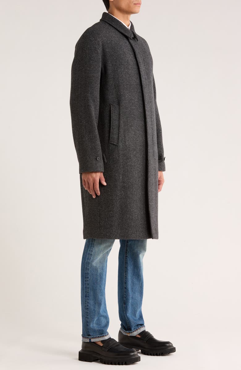 Vince Balmacaan Herringbone Recycled Wool Blend Coat, Alternate, color, Heather Charcoal