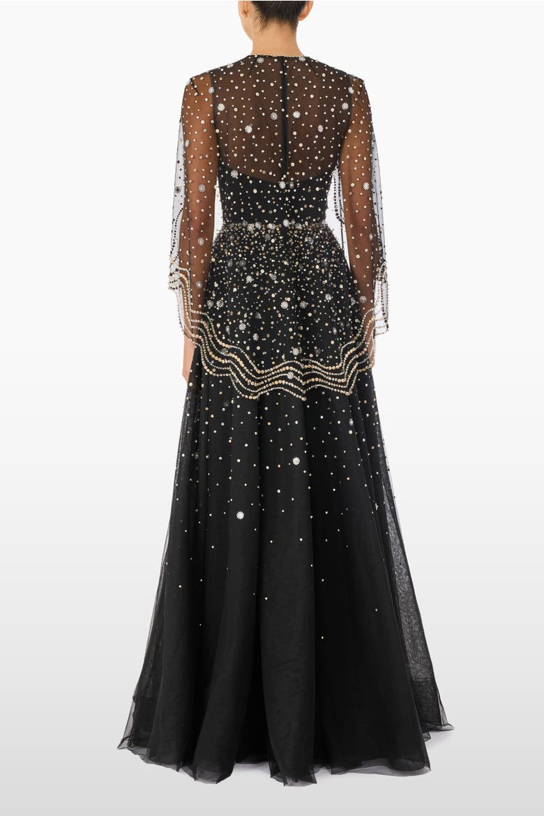 Oliver Beaded-Appliqué Maxi Dress, Alternate, color, Liquorice