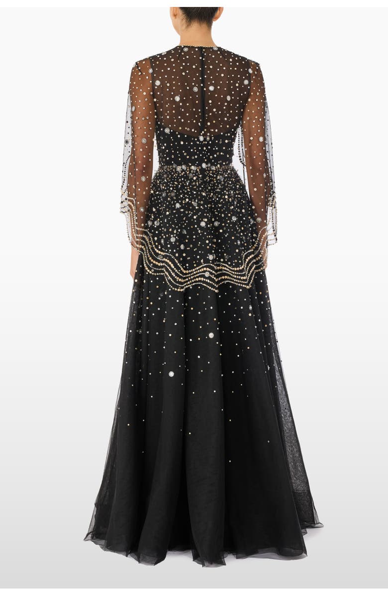 Jenny Packham Oliver Beaded-Appliqué Maxi Dress, Alternate, color, Liquorice