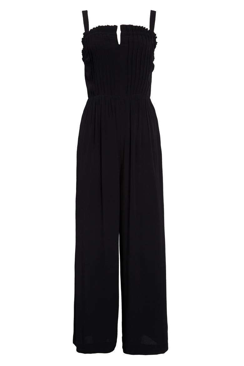 Pintuck Cami Jumpsuit in Solid, Main, color, TRUE BLACK