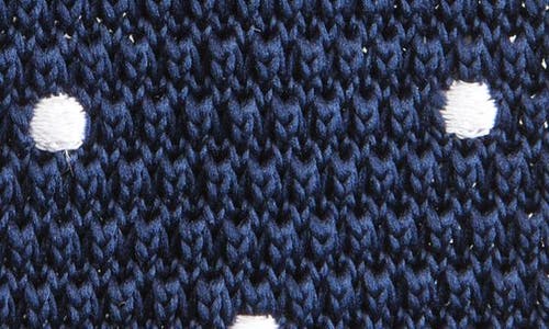 Clifton Wilson Blue Polka Dot Knit Silk Tie In Blue