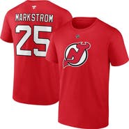 FANATICS Men's Fanatics Jacob Markstrom Red New Jersey Devils Authentic Stack Name & Number T-Shirt