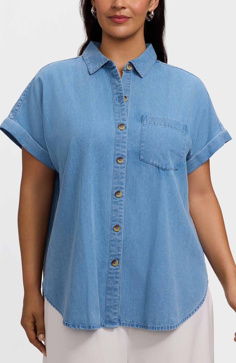 Foxcroft Abigail Denim Shirt, Main, color, Bleach Wash