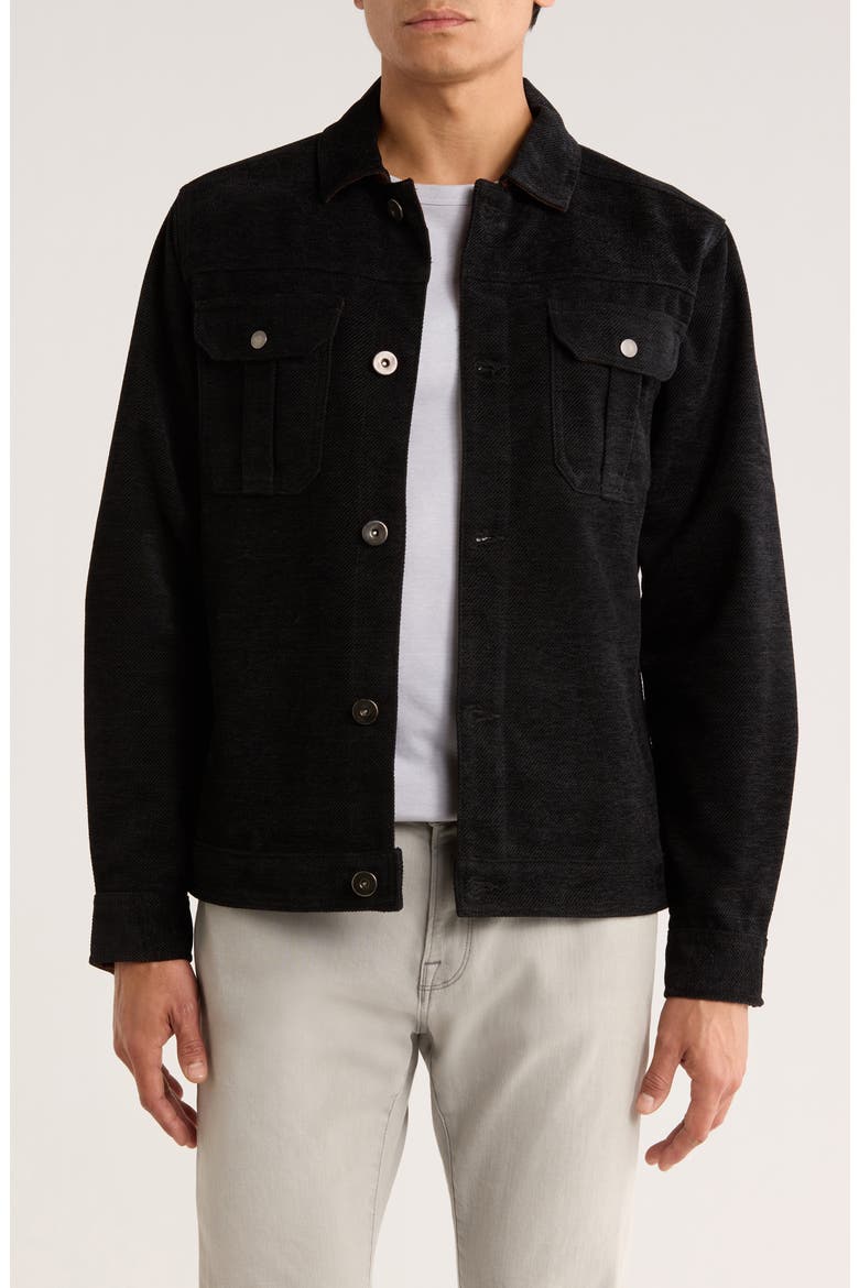 Chevron Twill Shirt Jacket, Main, color, BLACK