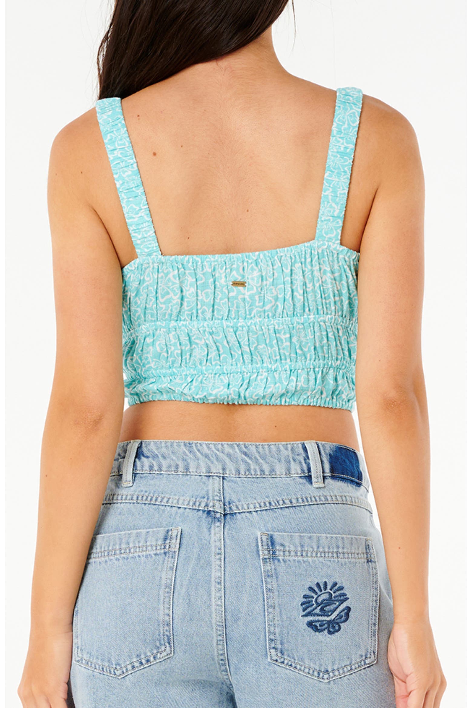 Crop Top Rip Rip Curl Neon Isles Smocked Crop Top (Women) | Nordstrom