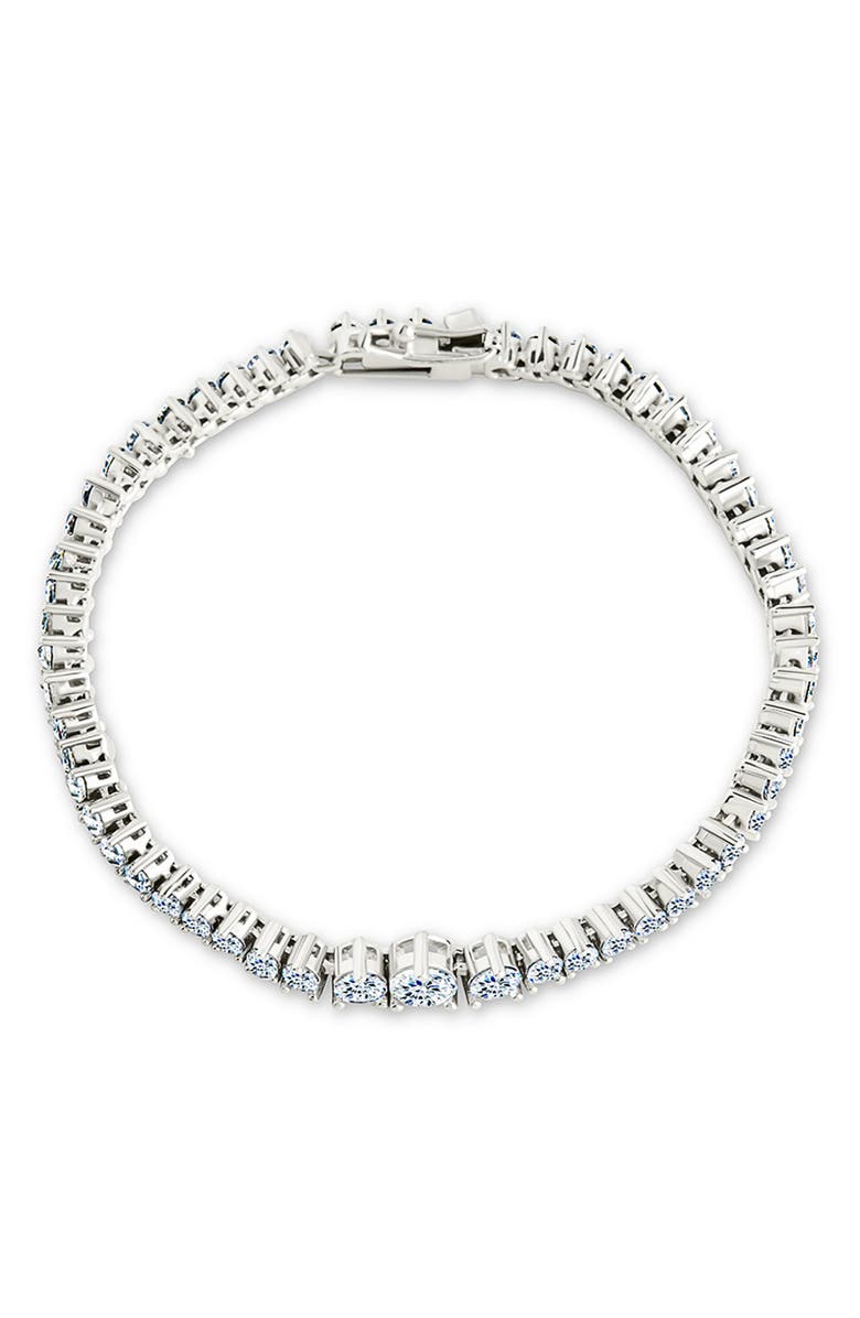 Sterling Forever Tatum Graduated Cubic Zirconia Tennis Bracelet, Main, color, Silver